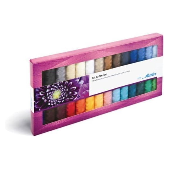 Silk Thread 28 Reel Kit - Egyptian Cotton Sewing Thread - Mercerized Finish - 164 Yards/Spool - Quilting, Sewing, Embroidery - Vibrant Color Variety