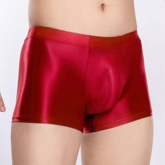 Silk Underwear for Men Boxer Briefs Mens Lightweight Stretchy Mid Waisted Solid Color Full-Coverage Slim Loungewear Workout Boxers