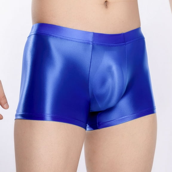 Silk Underwear for Men Boxer Briefs Mens Lightweight Stretchy Mid Waisted Solid Color Full-Coverage Slim Loungewear Workout Boxers