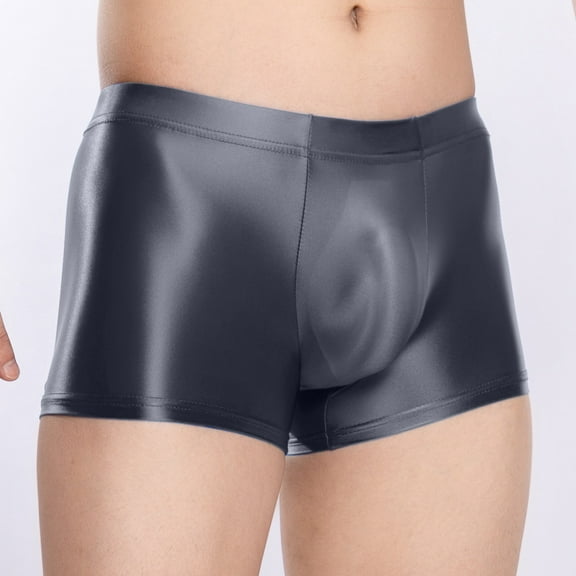 Silk Underwear for Men Boxer Briefs Mens Lightweight Stretchy Mid Waisted Solid Color Full-Coverage Slim Loungewear Workout Boxers