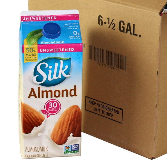 Silk Unsweetened Pure Almond Milk, 64 Ounce -- 6 per case.