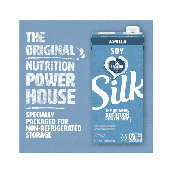 Silk Vanilla Soymilk 32 fl oz Cartons (6 Pack Case, 1.5 Gallon Total)