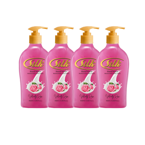 Silk Velvety Rose Moisturizing Hand Soap, Gentle Daily Hand Wash for Soft Hands 13.6 fl oz 4 Pack
