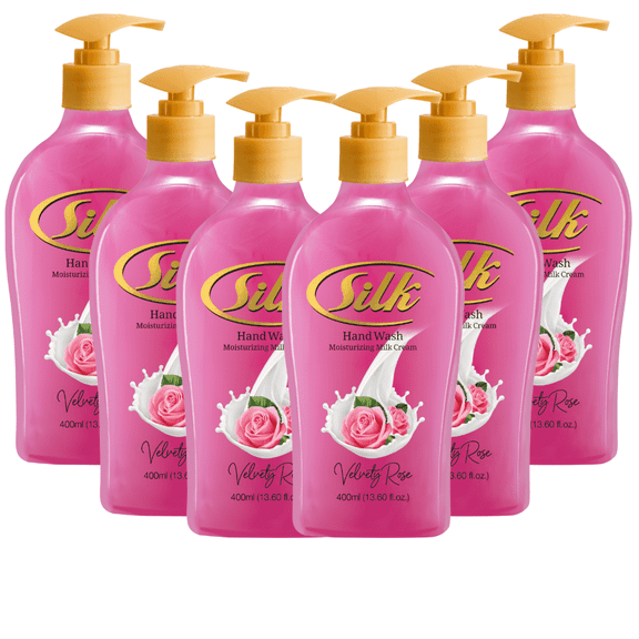 Silk Velvety Rose Moisturizing Hand Soap, Gentle Daily Hand Wash for Soft Hands 13.6 fl oz 6 Pack