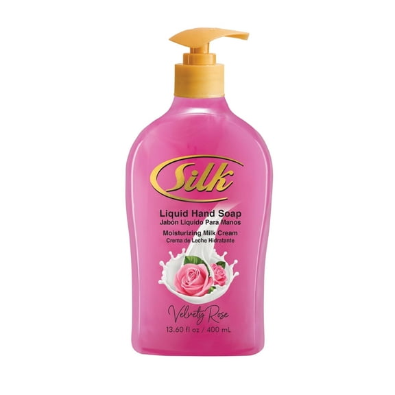Silk Velvety Rose Moisturizing Hand Soap, Gentle Daily Hand Wash for Soft Hands 13.6 fl oz