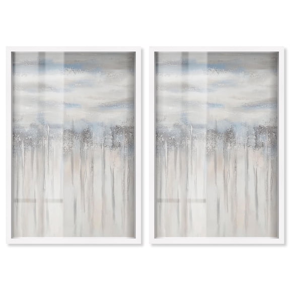 Silk Watermark Set Shadowbox Print Boho Gold Wall Decor Set by Art Remedy, White Frame, 10 x 15