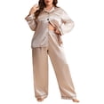 thumbnail image 1 of Silk Womens Pajamas Set Long Sleeve Soft Button Down Satin Loungewear 2 Piece Women's Pajamas Set, 1 of 4