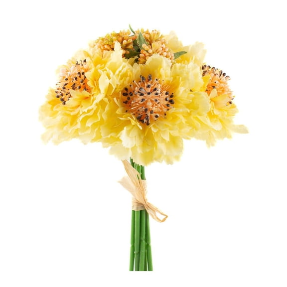 Silk Yellow Pincushion Bouquet - for Spring Decor - Factory Direct Craft