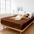 thumbnail image 1 of Silk Zip On Fitted Sheets Cal King Size 72X84 - Includes 2 Zip On Sheets +1 Bottom Fitted Base - Fit's 16” In Deep Pocket - Easy to Use,Soft,Smooth -Fitted Sheet -Brown - Color, 1 of 9