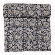 Indian Hand Block Bagru Print Butterfly Kantha Quilt - 100% Hand Made Soft Cotton King/Queen Size 90x108 Inch