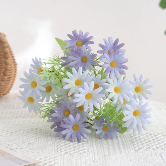Silk-like Chamomile Daisy and Dendrobium Orchid Bunch - Artificial Flowers with Long Flexible Stems for Decor