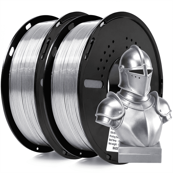 Silk silver PLA Filament 1.75mm 3D Printer Filament with Shiny Surface, Shiny PLA Silk Filament 2KG Spool 3D Printing Filament.