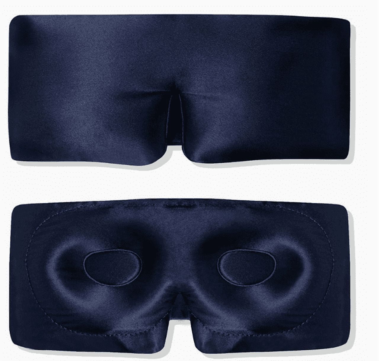 Silk sleep facial mask - facial embrace, padded cocoon, luxury sleep in complete darkness -100% pure silk, moisture adjustable (midnight blue)