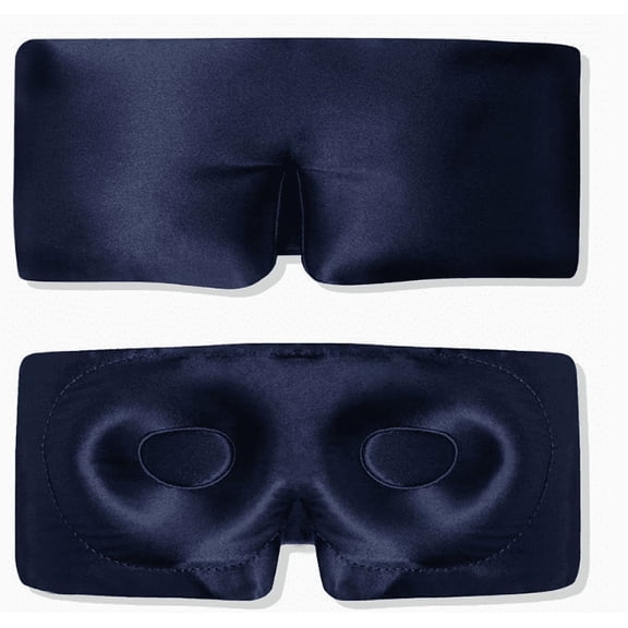 Silk sleep facial mask - facial embrace, padded cocoon, luxury sleep in complete darkness -100% pure silk, moisture adjustable (midnight blue)