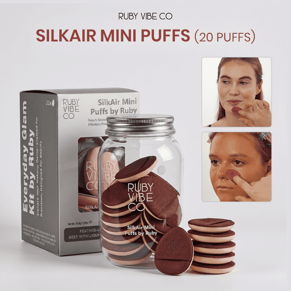 SilkAir Mini Triangle Powder Puffs, Makeup Applicator, Velvet Material, Red, 20 Pack, For Setting Powder & Liquid Foundation, Washable, Sensitive Skin | RUBY VIBE CO