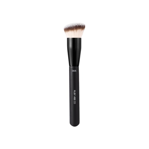 SilkTouch Powder Brush 005, Synthetic Bristles, Blending Loose or Pressed Powders, Black | RUBY VIBE CO