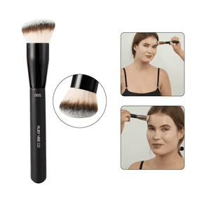 SilkTouch Powder Brush 005, Synthetic Bristles, Blending Loose or Pressed Powders, Black | RUBY VIBE CO