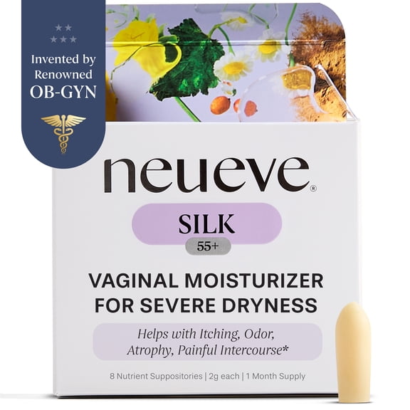 NeuEve Vaginal Suppositories for Women Ages 5570  Silk Formula for Dryness & Odor Relief, 8 Count