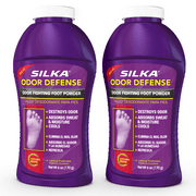 Silka Foot Powder Odor-Fighting Absorbs Sweat & Moisture - 6 oz Pack of 2