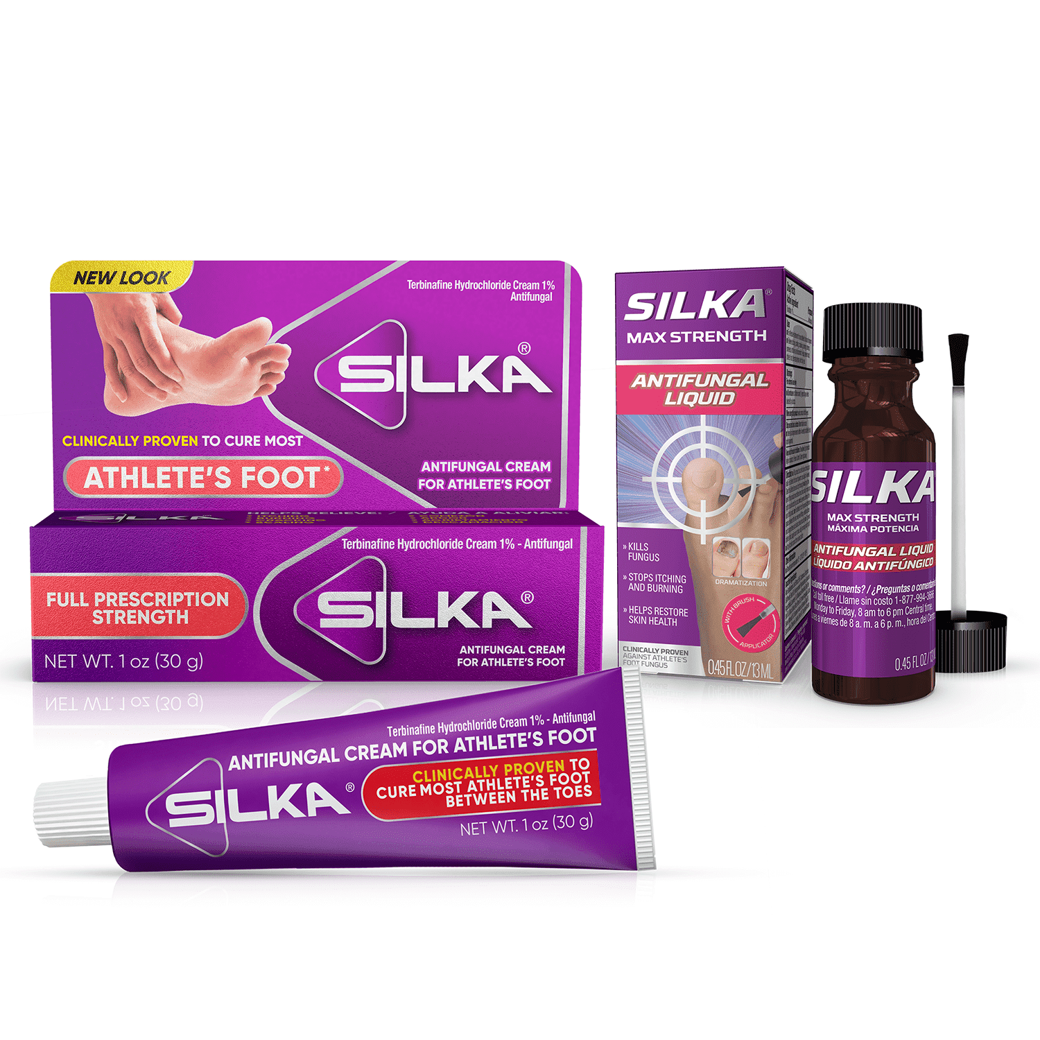 Silka Max Strength Antifungal Liquid & Cream Set - Powerful Relief for Toenail Health, Athlete's Foot, and Ringworm, Itch and Burn Relief