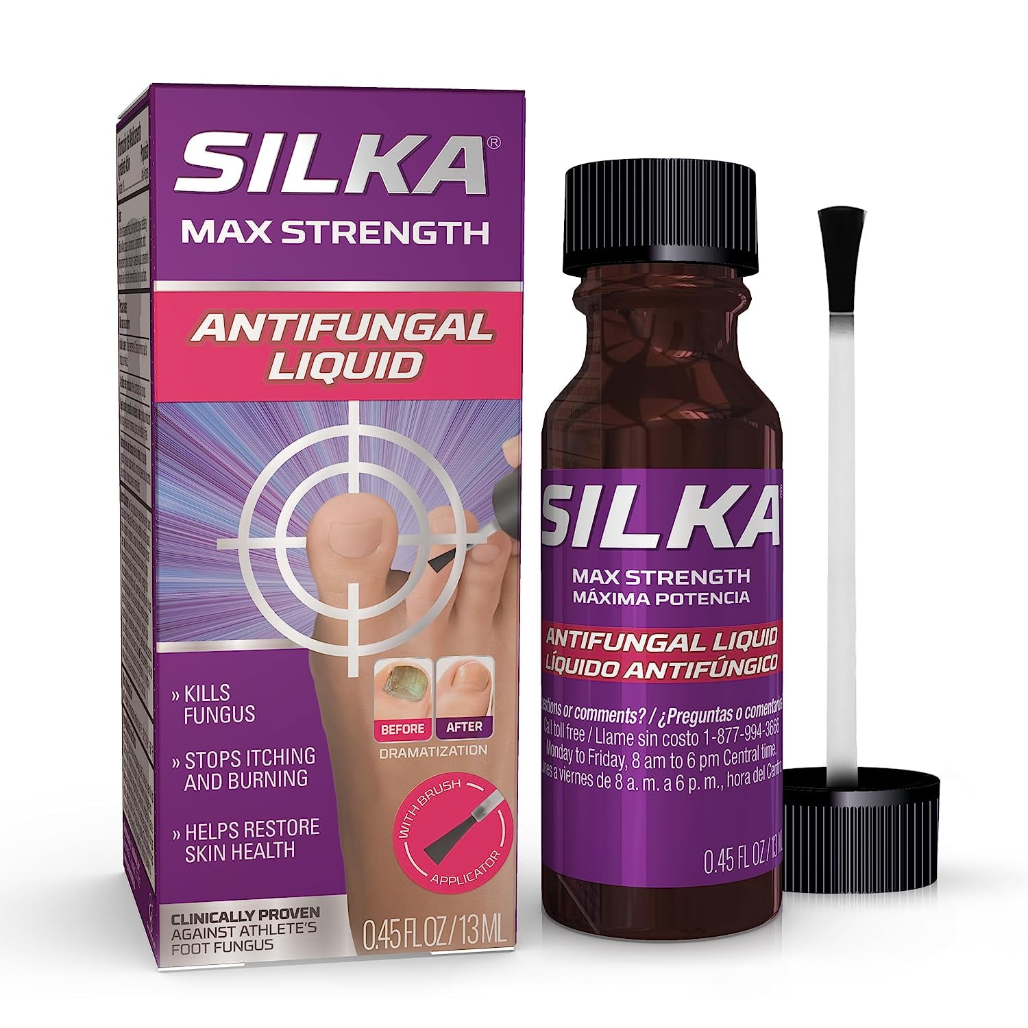 Silka Toenail Antifungal Liquid Treatment with Brush Applicator for ...