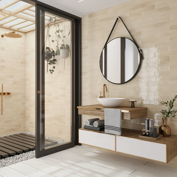 Silken 2.56 in. x 15.75 in. Glossy Beige Ceramic Subway Wall and Floor Tile (10.76 sq. ft./case) (38-pack)