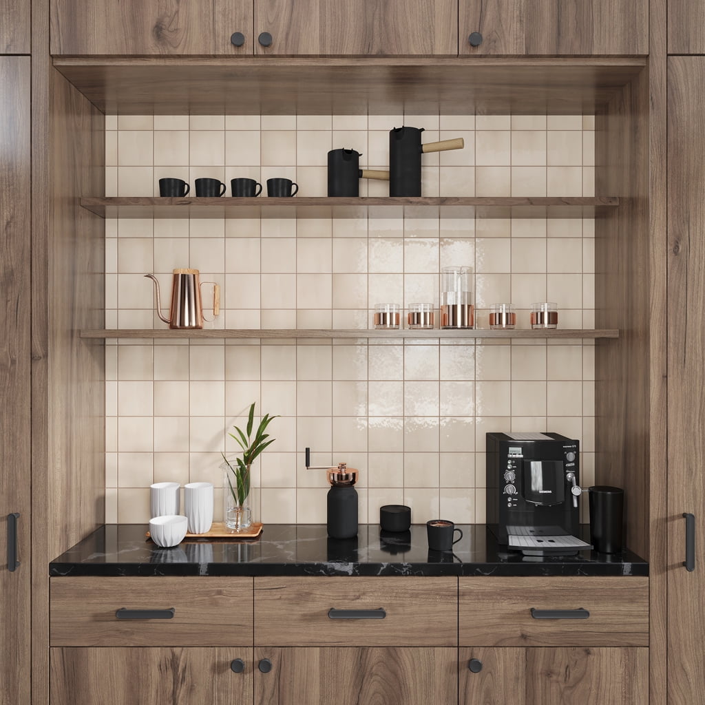 Silken Beige Glossy Ceramic Square Wall and Floor Tile