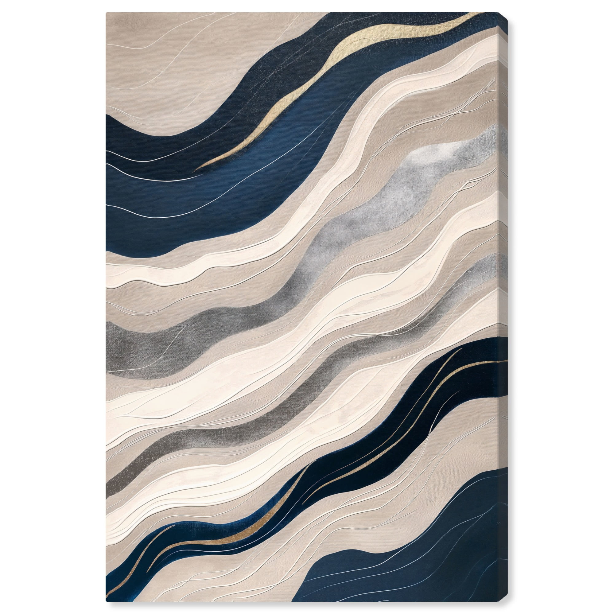 Silken Ice Blue and Beige Abstract Canvas Art, 15" x 10"