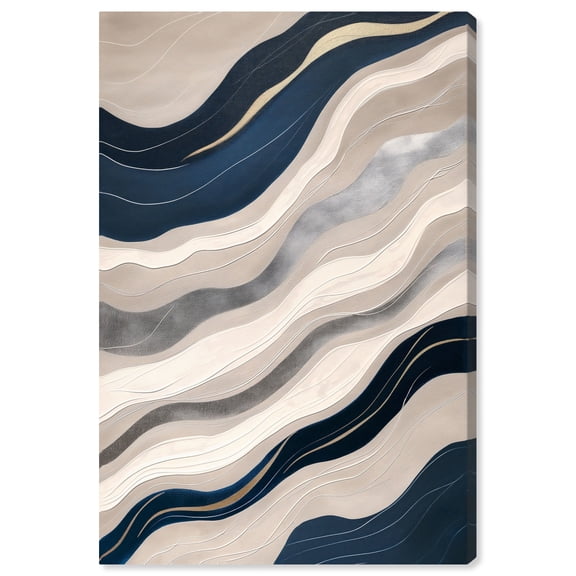 Silken Ice Blue Canvas Indigo Abstract Art by Art Remedy, Gallery Wrapped, 20" x 30"
