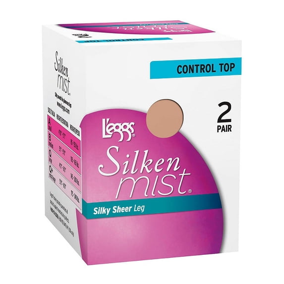 Silken Mist Control Top Panty Hose 2 Pair Pack