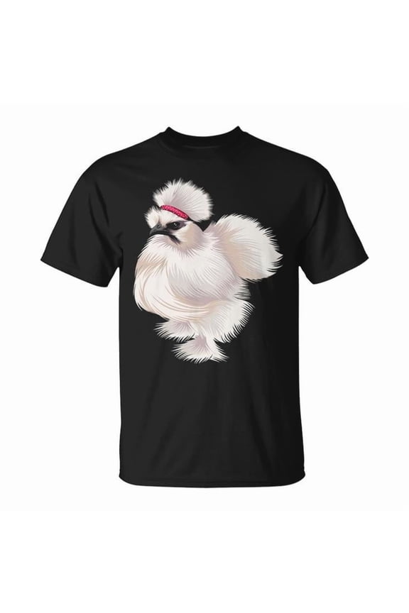 Silkie Chicken Mama Graphic Tee Unisex Adult Cotton Farm Poultry Lover T-Shirt for Chicken Owners or Casual Wear, Size S, Color Black