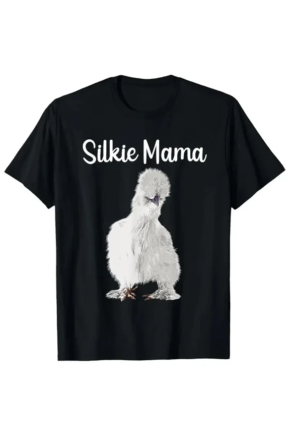 Silkie Mama Chicken Lover Poultry Farm Cute Hen Graphic Art Unisex T-Shirt, up to size 5XL