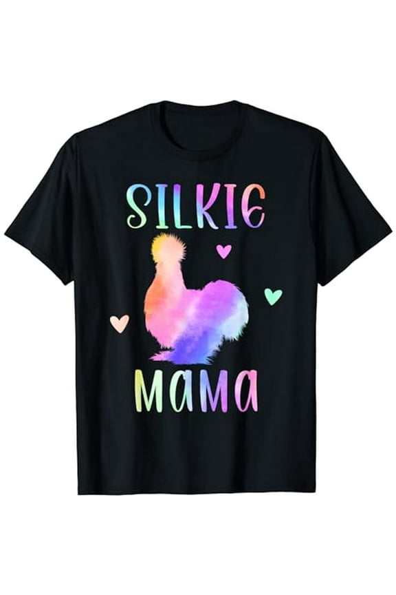 Silkie Mama Silky Chicken Mom Farm Animal Rainbow Watercolor T-Shirt