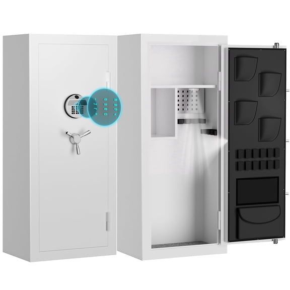 Silkight 15-20 Large Gun Safe, 54.33" Gun Safes & Cabinets with Removable Pegboard & Door Organizers, Gun Cabinet for Rifles and Pistols with Digital Keypad & Magnetic Lamp