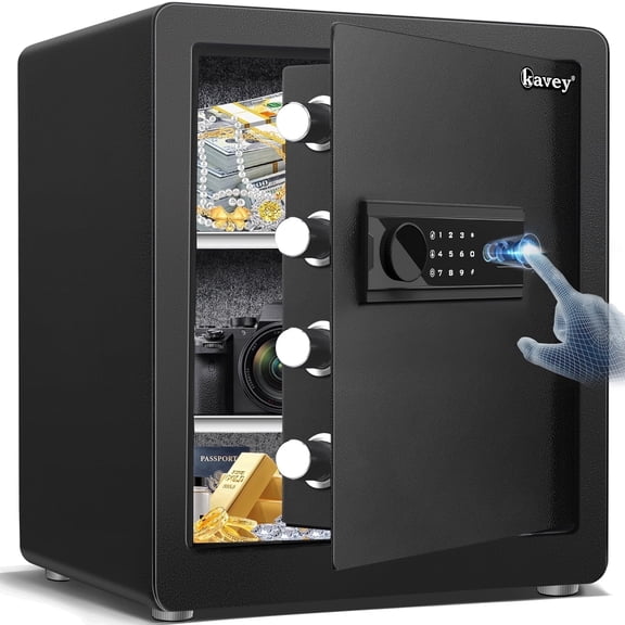 Silkight 2.0 Cub Biometric Safe with Fingerprint, Security Safe Box with Fireproof Bag, Removable & Adjustable Shelf, Backlit Keypad, LED Light for Home Office