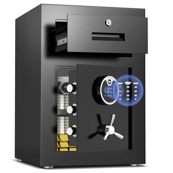 Silkight 2.4 cu ft Safe Box, Home Safe with Widened Frame Design & Drawer, Large Money Box with Key & Backlit Keypad & Adjustable Shelf, Lock Box for Home Office Documents