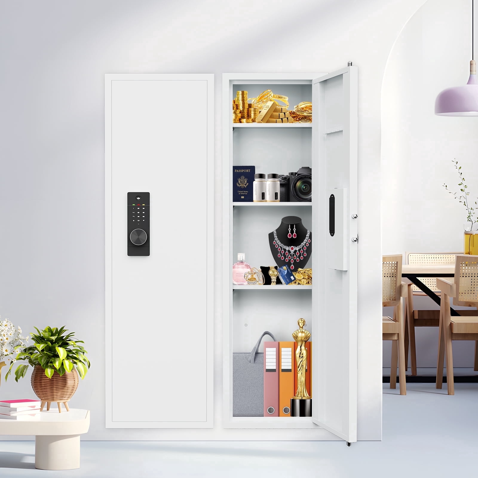 Silkight 53.15” Wall Gun Safe - Hidden Firearm Safes for Home Firearm Money Valuables