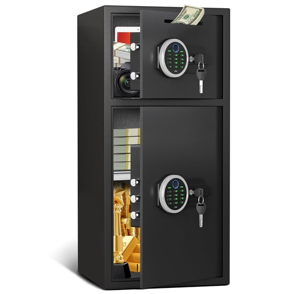 Silkight 6.5 Cu ft Home Safe Box with Fingerprint & Backlit Keyboard, Biometric Safe with Removable & Adjustable Shelves, Money Safe with Deposit Slot for House, Office, Hotel