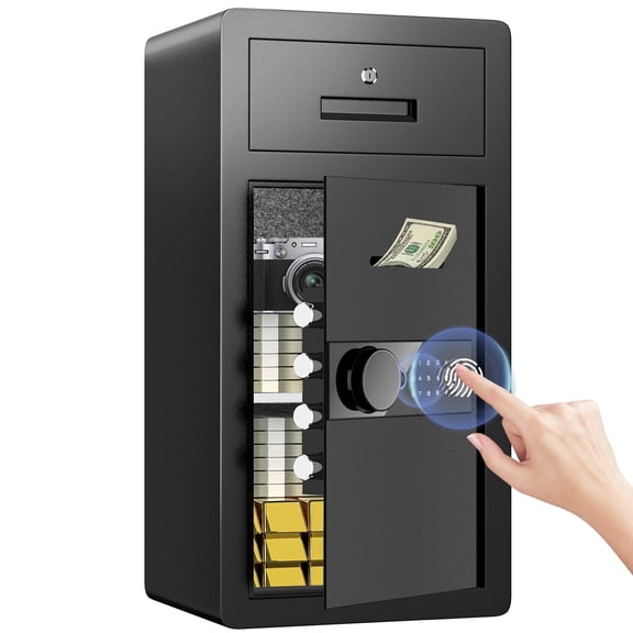 Silkight 6.8 cu ft Extra Large Safe Box, Fingerprint Home Safe with Key, LCD Keypad & Hidden Compartment, Money Safe with Drawer & Jewerly Organizer for Home Office