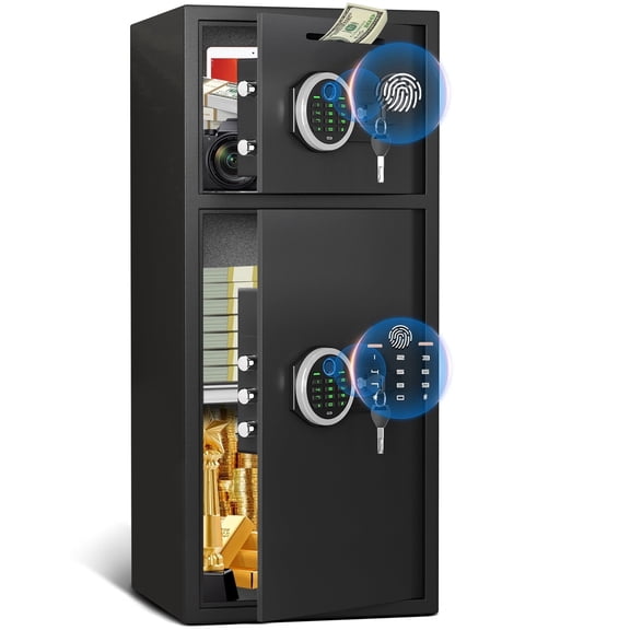 Silkight 7.0 Cu ft Biometric Safe with Fingerprint, Money Safe Box With Adjustable Shelf and LED Light, Digital Keypad, Home Safes with Deposit Slot & Dual Alarm System, Security Box for Valuables