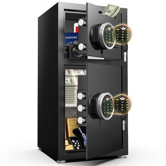 Silkight 6.0 Cu ft Home Safe Box, Depository Drop Safe with Removable & Adjustable Shelves, Backlit Keypad & Alarm System for Business, Money Safe for Office, Bedroom, and Hotel