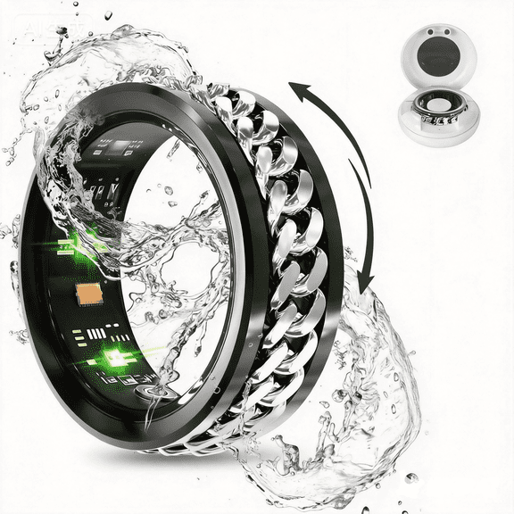 Silkight Smart Ring, IP68 Waterproof Activity Tracker with Heart Rate Monitor, Sleep Analysis & Stress Relief Spinner Design for Men Women, iOS Android Compatible