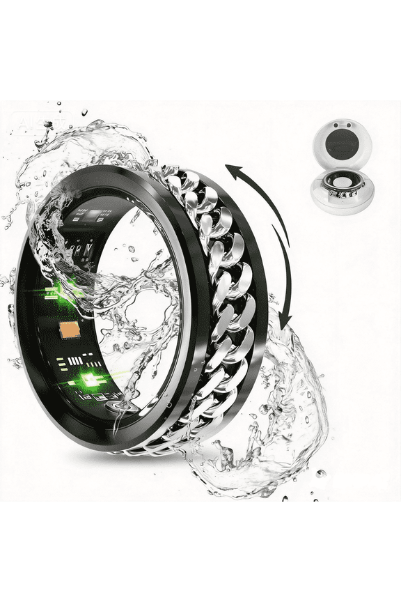 Smart Ring, IP68 Waterproof Activity Tracker with Heart Rate Monitor, Sleep Analysis & Stress Relief Spinner Design for Men Women, iOS Android Compatible