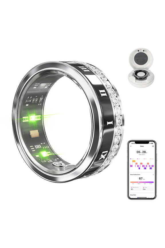 Smart Ring for Men and  Women, No Subscription Fee, IP68 Waterproof Wellness & Fitness Tracker, 24/7 Heart Rate, SpO2, Sleep & Activity Tracking, Works with Android & iOS