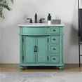 thumbnail image 1 of Silkroad Exclusive  Sanger Bathroom Single Sink Vanity Green Carrara White Top with Left Sink Distressed, Oil Rubbed Bronze Finish, Painted, 1 of 5