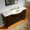 thumbnail image 1 of Silkroad Exclusive Modern Carrara White Marble Bathroom Vanity- Single Sink - 58 in. Wide, 1 of 5