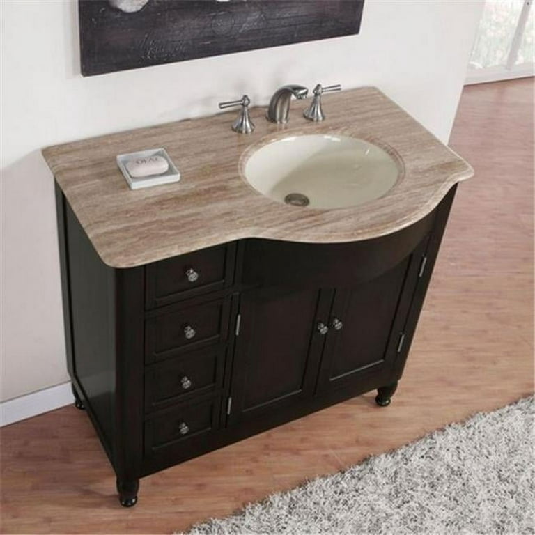 Silkroad Exclusive 22-inch Travertine Top Single Sink Bathroom Vanity, Included