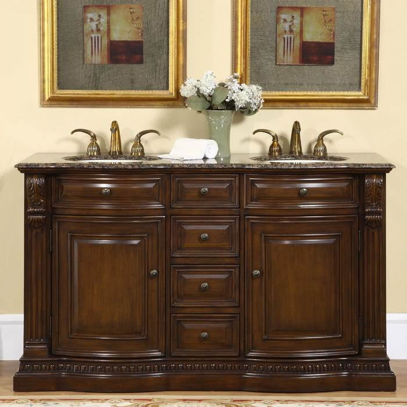 Silkroad Exclusive Traditional Baltic Brown Granite Bathroom Vanity ...