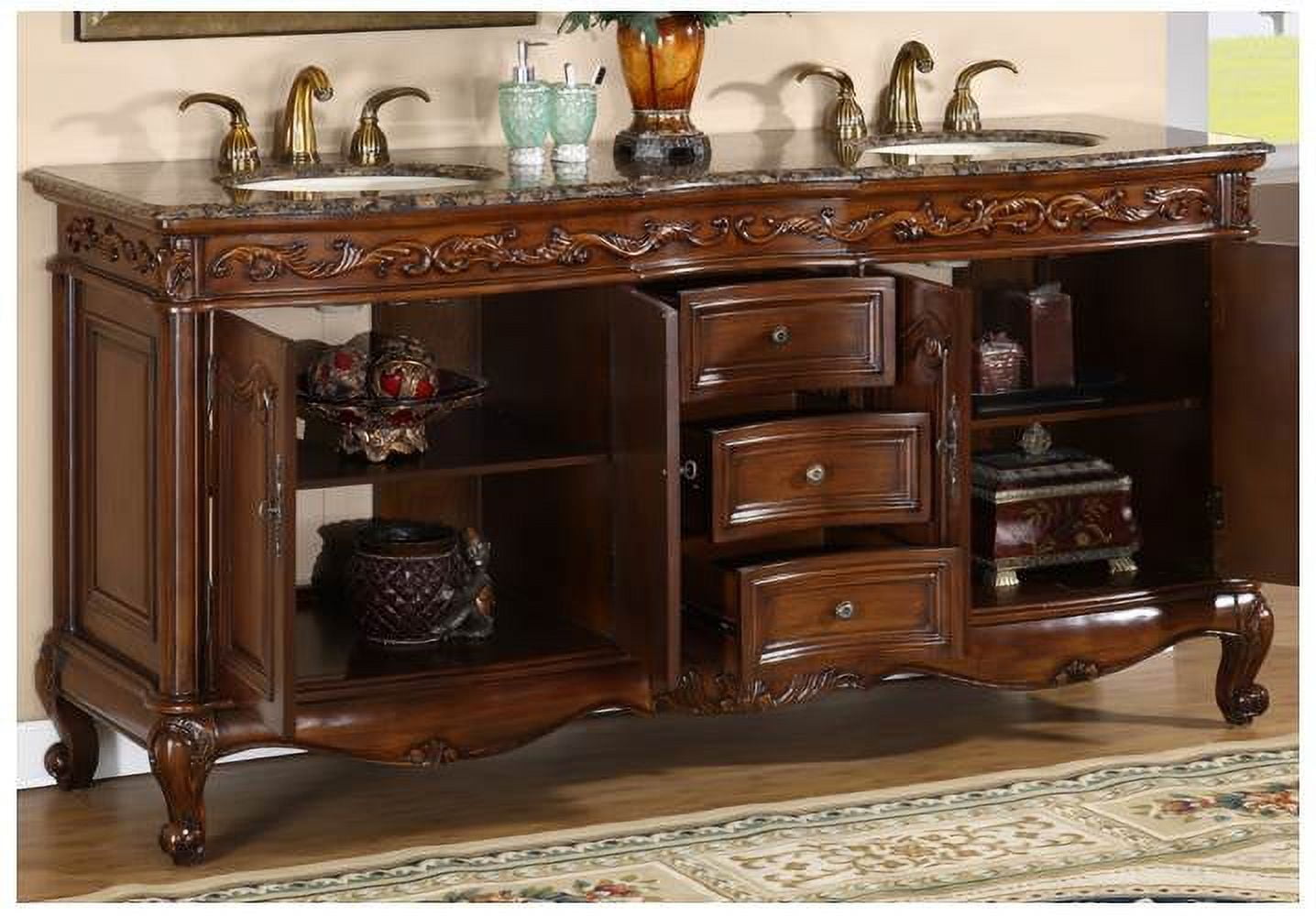 Silkroad Exclusive Traditional Baltic Brown Granite Bathroom Vanity ...