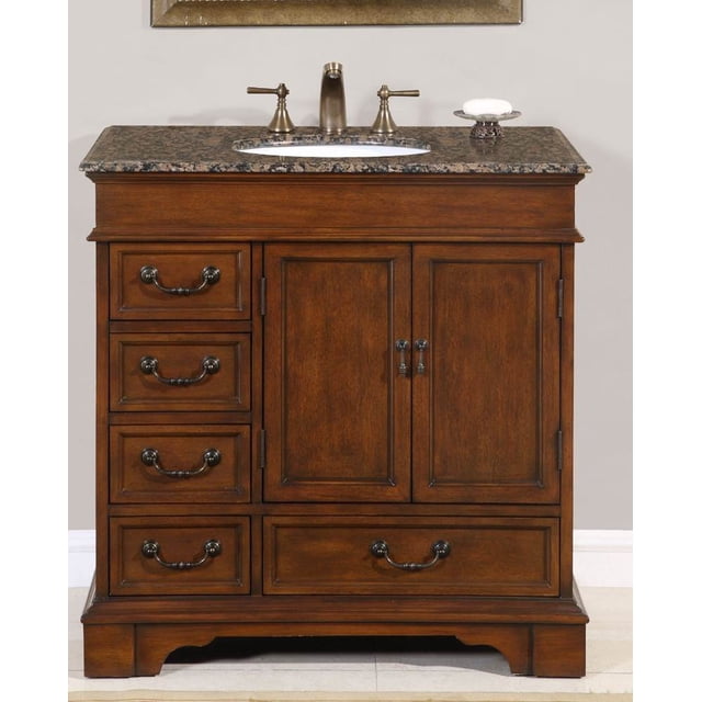 Silkroad Exclusive Transitional Baltic Brown Granite Bathroom Vanity ...
